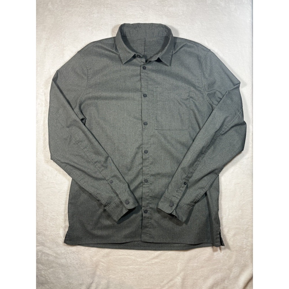 Lululemon Commission Button Up Shirt Mens XL Gray Performance Stretch Office